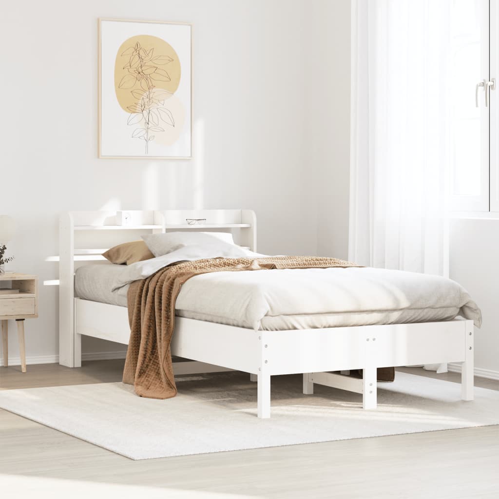 Bed Frame without Mattress White 120x190 cm Small Double Solid Wood Pine